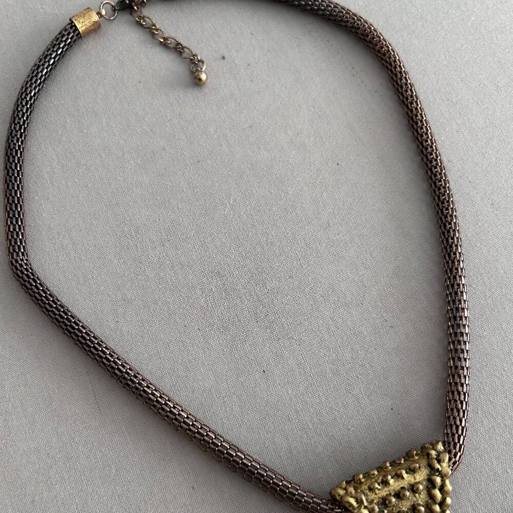Gold Rustic Triangle Bead Statement Necklace - image 5
